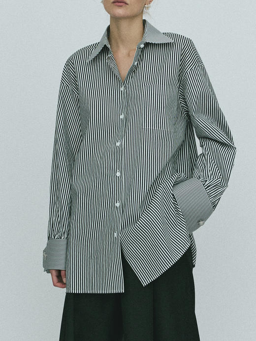 Viktoria Chan｜AW23013 Elisa oversized shirt [ 蓝 / 米 / 白 ] 商品图0