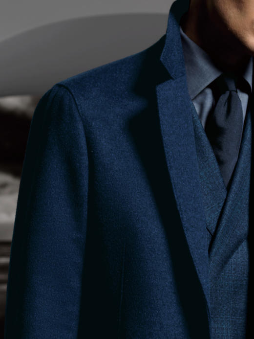 Stylbiella 10%羊绒90%羊毛蓝色Melange切斯菲尔德大衣 商品图1