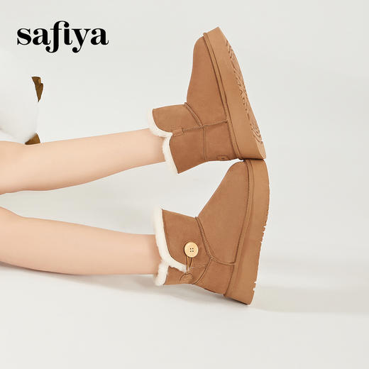 Safiya/索菲娅2023秋冬潮流纽扣款皮毛一体保暖松糕厚底雪地靴 SF3411A121 商品图1