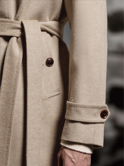 Stylbiella 10%羊绒90%羊毛浅驼色Melange巴尔马肯大衣 商品图2