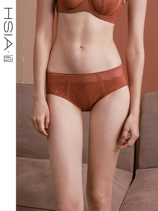 HSIA遐中腰平角裤个性甜酷风性感魅惑蕾丝绑带纯棉裆轻薄女士内裤 商品图0