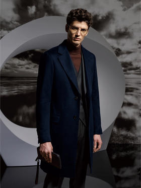 Stylbiella 纯羊绒深藏蓝色切斯菲尔德大衣