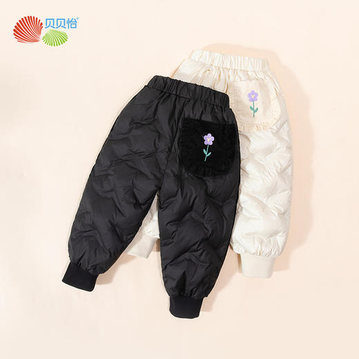 贝贝怡童装儿童秋冬运动撞色舒适束脚裤冬季女童保暖加厚羽绒裤子234K2530
 商品图4