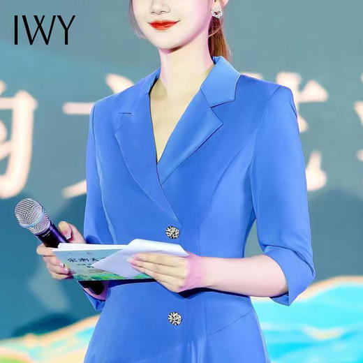 IWY/蓝色主持人正装女端庄大气西装连衣裙高端上镜演讲比Q962 商品图3