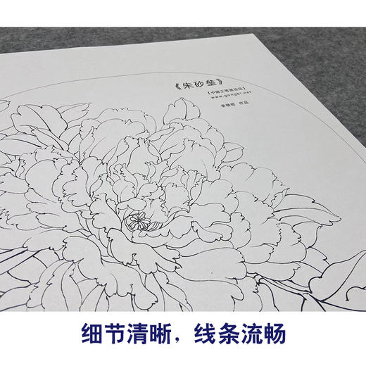【大彩图】李晓明工笔画白描底稿小品《朱砂垒》牡丹临摹勾线花鸟线稿K017 商品图4