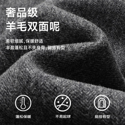 【90%羊毛】【新款DAB】大依优型大码绵羊毛双面呢短款毛呢大衣保暖外套上衣男士绅士胖子休闲商务 商品图1