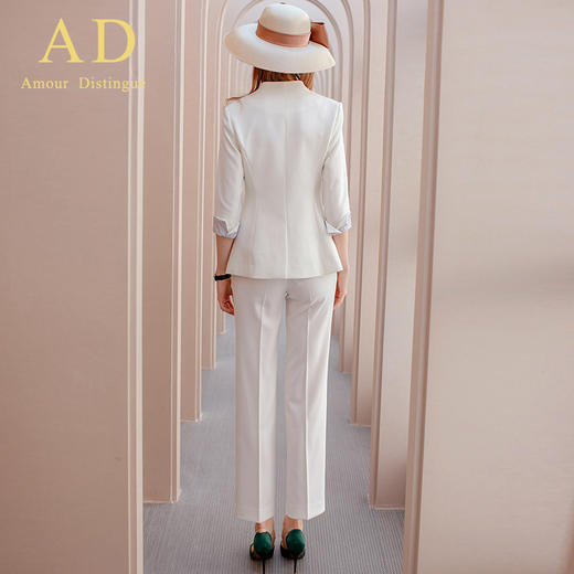 AD春季白色主持人一粒扣职业装气质女神范高级西装套裤正装女套装 商品图4