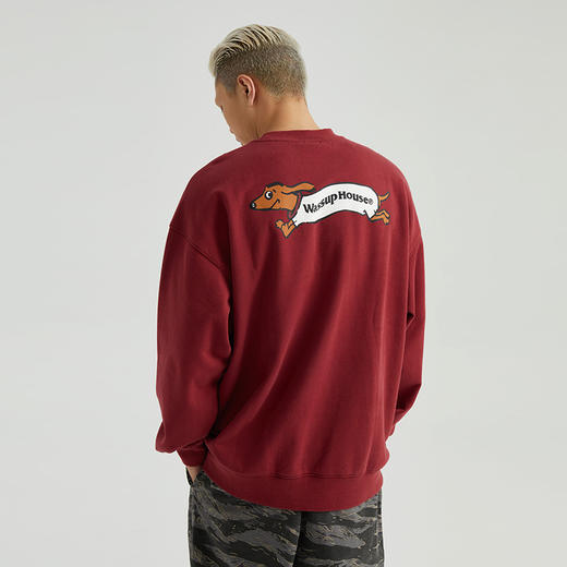 WassupHouse 腊肠狗奔跑印花圆领卫衣 商品图0