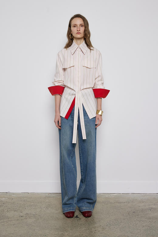 收腰修身松紧衬衫 商品图0