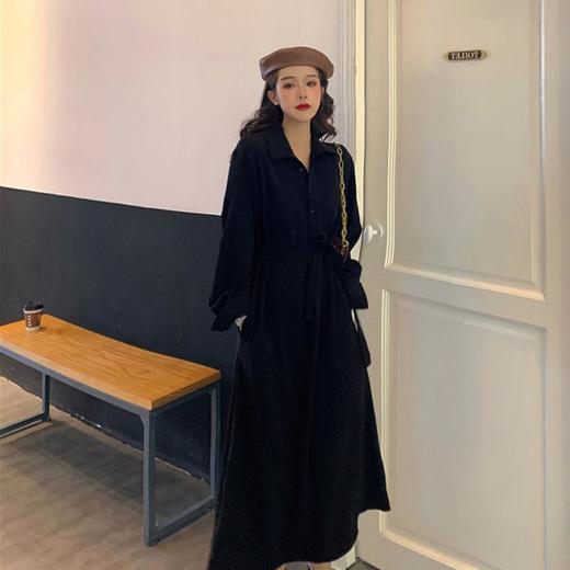 【采用收腰设计，展现女性迷人曲线美！】2023早秋季新款，法式气质复古赫本风长裙，收腰黑色衬衫连衣裙女lm 商品图1