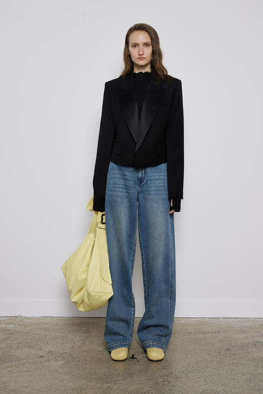 缎面短款拼接西服 商品图0