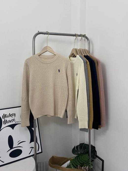 【风风同款！小马刺绣麻花毛衣】秋冬2025新款打底衫软糯慵懒风韩版套头内搭针织衫显瘦圆领打底毛衣 商品图9