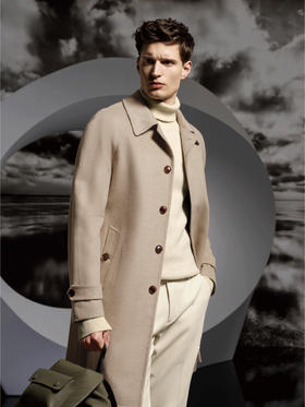 Stylbiella 10%羊绒90%羊毛浅驼色Melange巴尔马肯大衣