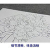【大彩图】李晓明工笔画白描底稿扇面小品《二乔》牡丹临摹勾线花鸟线稿K007 商品缩略图4