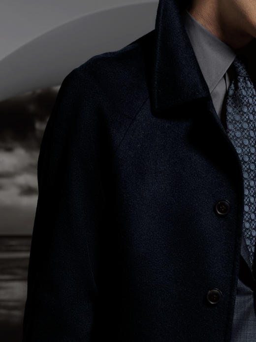 Stylbiella 大水波纹纯羊绒黑色切斯菲尔德大衣 商品图1