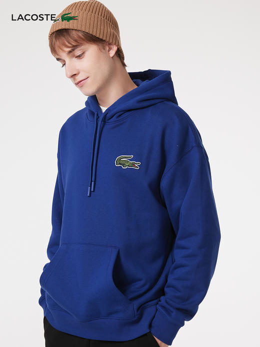 【海南专供价】Lacoste法国鳄鱼男女同款新款长袖宽松套头连帽卫衣SH6404-98 商品图1
