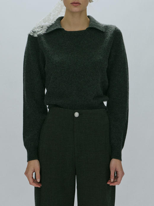 Viktoria Chan｜AW23087 Amalia polo cashmere  TOP [ 灰 / 黄] 商品图8