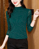 KQL-E37M2719秋冬新款半高领修身百搭烫钻长袖网纱打底衫纯色显瘦T恤 商品缩略图2