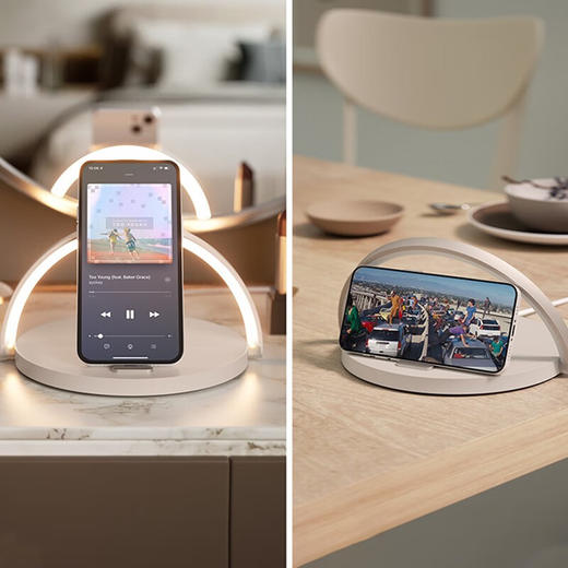 【小家电】几光 EZVALO·LED触控台灯 手机无线充电台灯手机支架便携迷你可爱卧室家用创意床头台灯 LYYD07 HF 商品图6