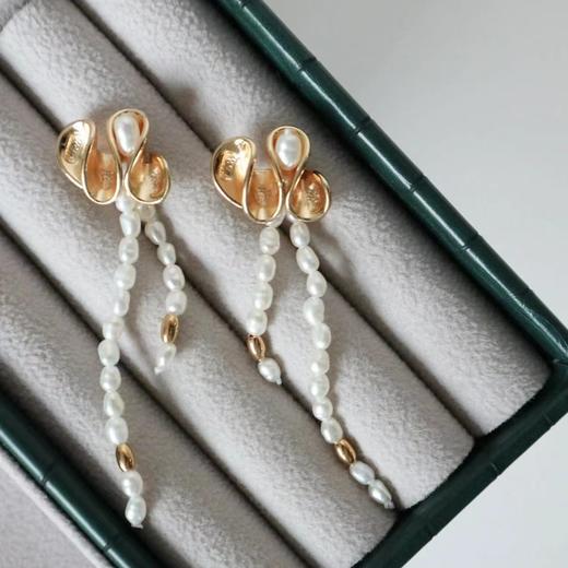 pearlside	金属花边珍珠流苏耳饰 商品图0