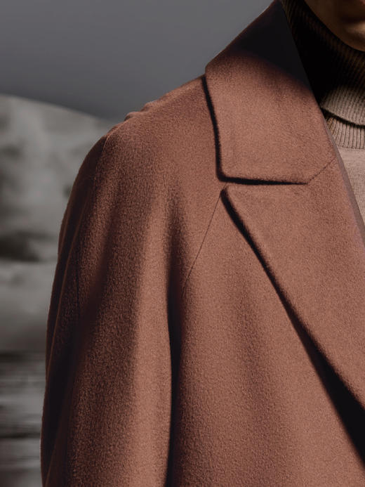 Stylbiella 10%羊绒90%羊毛朴棕色插肩袖切斯菲尔德大衣 商品图1
