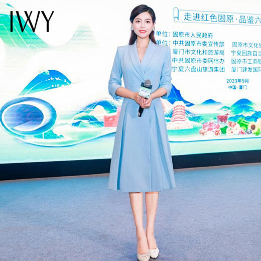 IWY/法式蓝色播音艺考主持人正装女气质名媛活动演讲西装Q963-L 商品图0