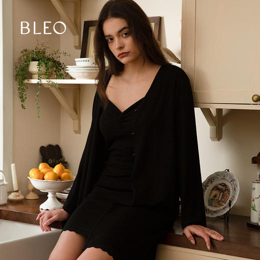 BLEO 蕾丝坑条优雅睡衣套装可外穿家居服 商品图9