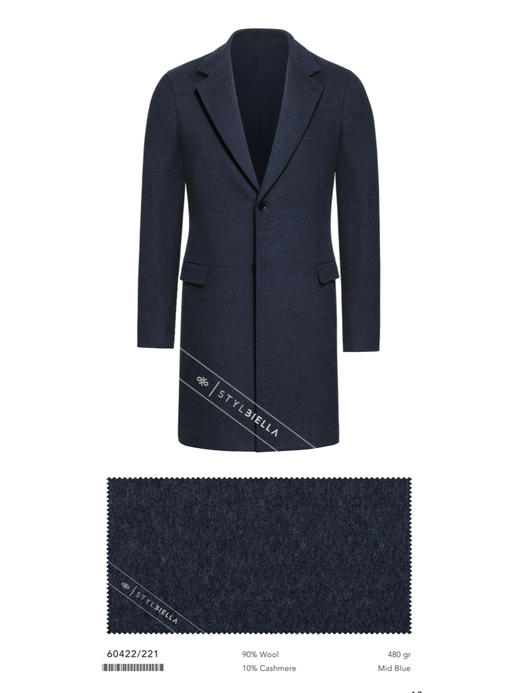Stylbiella 10%羊绒90%羊毛蓝色Melange切斯菲尔德大衣 商品图2
