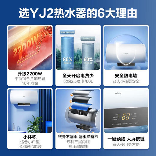 美的（Midea）出品储水式电热水器大功率速热2200W智能家用 经济安全升级防电墙快速热水器YJ2上门安装 华凌F5021-YJ2【50升2-3人使用】 性价比优选 商品图1