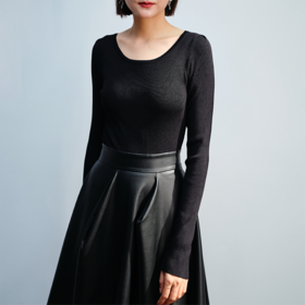 LIYIHAN 毛织拼皮连衣裙 Y233L08090