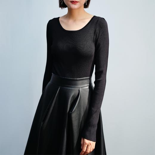 LIYIHAN 毛织拼皮连衣裙 Y233L08090 商品图0