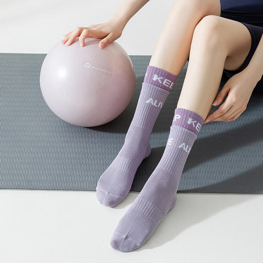 瑜伽袜子女中筒袜室内健身普拉提专业防滑运动成人地板袜配鲨鱼裤【11800】 商品图1