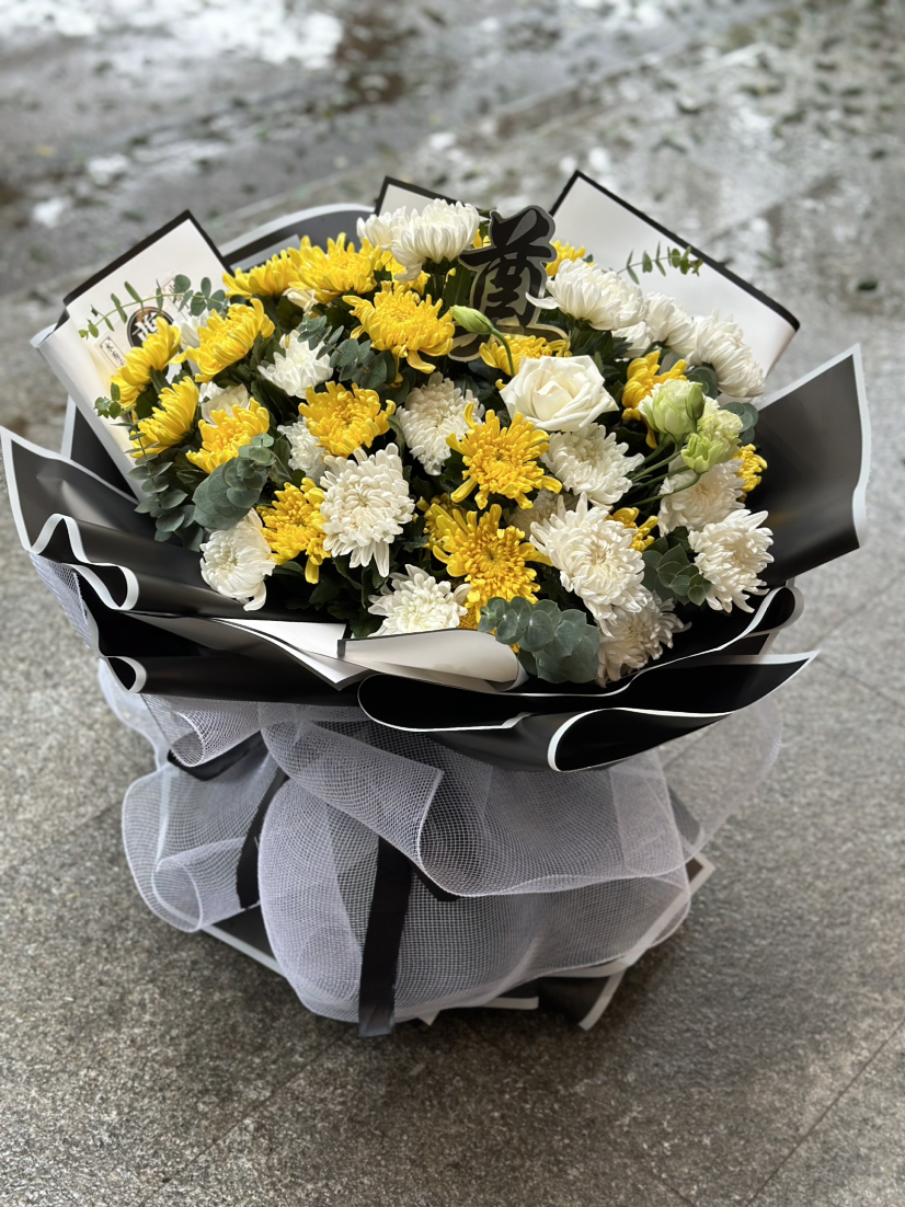 菊花祭奠手打花束
