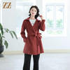 佐尔美秋冬新款 气质显瘦绵腰带羊毛双面呢大衣女E14SM05 商品缩略图3