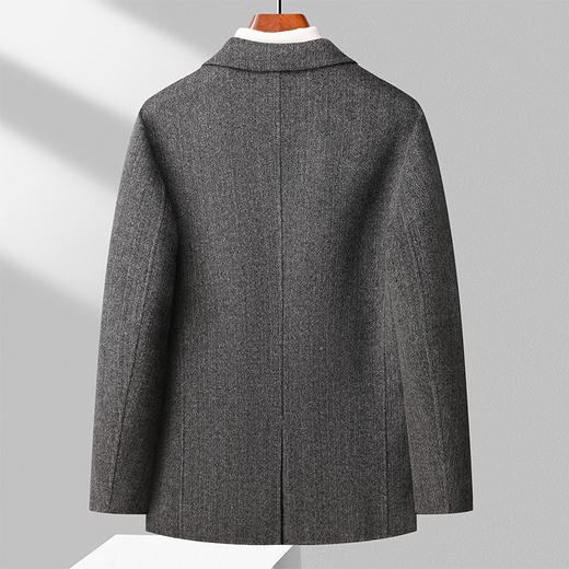 【90%羊毛】【新款DAB】大依优型大码绵羊毛双面呢短款毛呢大衣保暖外套上衣男士绅士胖子休闲商务 商品图2