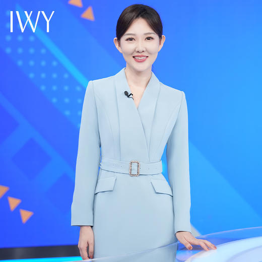 IWY/蓝色西装连衣裙女时尚通勤职业装端庄大气主持人正装Q761-L 商品图0