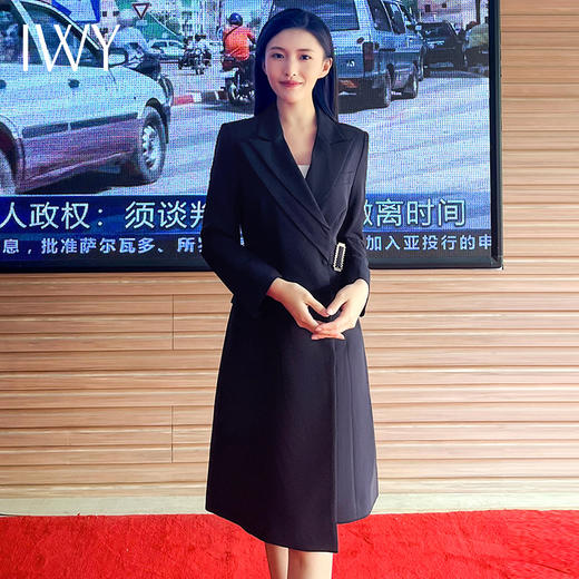 IWY/藏青色职业装气质女神范秋季高端商务正装西装连衣裙Q13307 商品图0