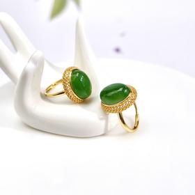 DS925碧玉戒指-镂空全包蛋面15*18#9A1