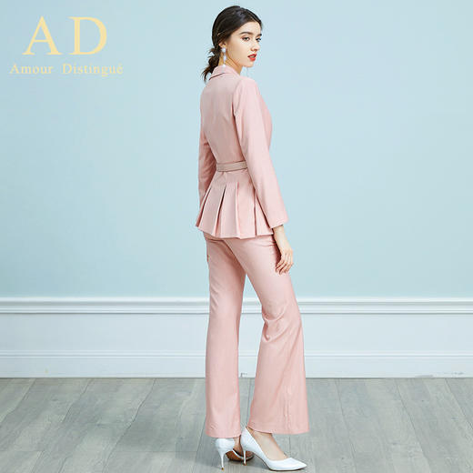 AD职业装气质女神范时尚修身粉色西装阔腿裤套装洋气名媛正装春季 商品图2