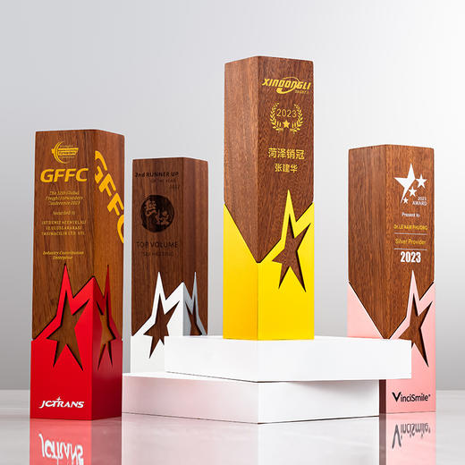 创意金属实木奖杯定制定做企业年会员工颁奖高档纪念奖座刻字制作 商品图1