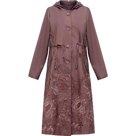 秋季新款，长袖风衣中年女装妈妈装时尚中长款大码刺锈休闲外套QYM-XY-23HDB19-Y 商品图4