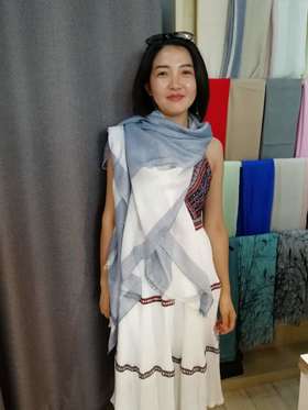 竹纤维全竹竖条拼色时尚围巾035