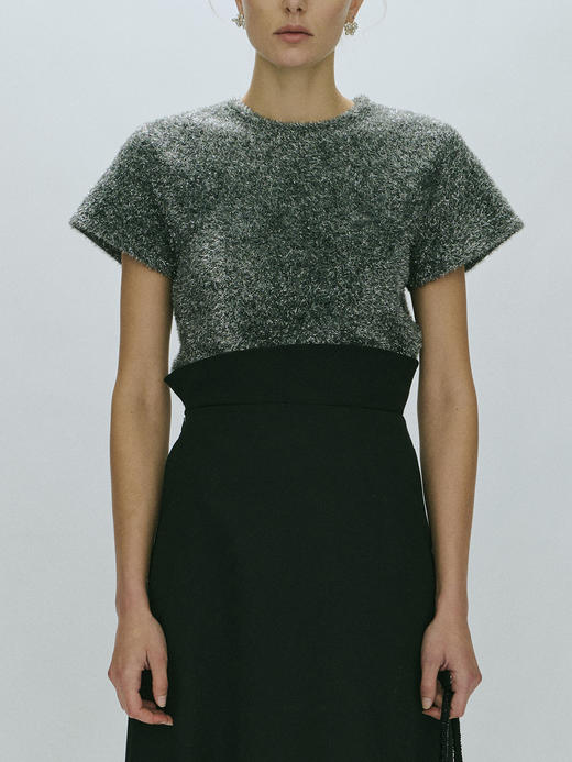 Viktoria Chan｜AW23014 Elisa sparkle TOP [ 短袖 灰 ] 商品图2