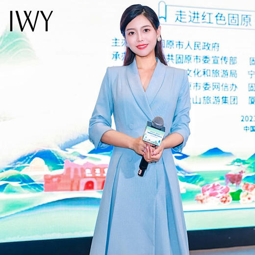 IWY/法式蓝色播音艺考主持人正装女气质名媛活动演讲西装Q963-L 商品图2