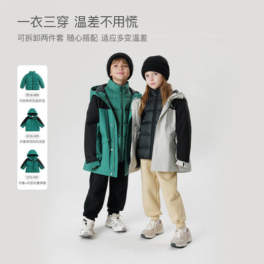 【三防】马克珍妮冬装 男童三合一连帽滑雪服羽绒服两件套231153 商品图1