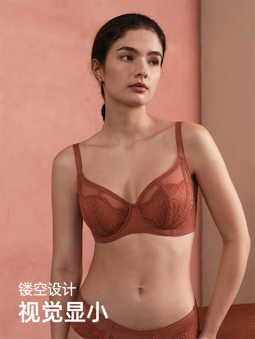 HSIA遐法式阳台杯内衣微聚拢防下垂性感镂空胸罩轻薄大胸显小文胸【小迷离】 商品图3