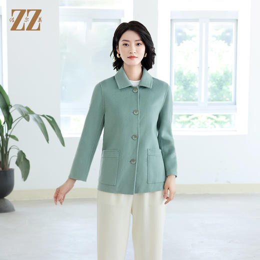 佐尔美秋冬新款 气质纯色羊毛双面呢大衣女E14SM06 商品图3