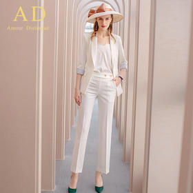 AD春季白色主持人一粒扣职业装气质女神范高级西装套裤正装女套装