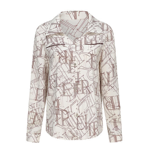 EIIR司歌印花字母V领长袖衬衫套头时尚上衣ET881406 商品图2