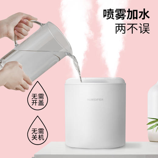倍为 车载双喷负离子加湿器办公室家用卧室孕妇婴儿大喷雾量室内桌面保湿补水加湿器 双喷1L白色 商品图7